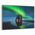 Iceland Scenery Art – Hvítserkur Under Northern Lights Canvas