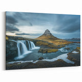 Iceland Canvas Prints – Kirkjufell Mountain and Waterfall Landscape