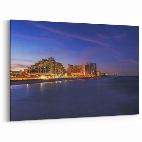 Daytona Beach Cityscape at Dusk - Vibrant Florida Art on Canvas