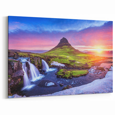 Glacial Art Prints – Kirkjufell Mountain at Sunset Canvas