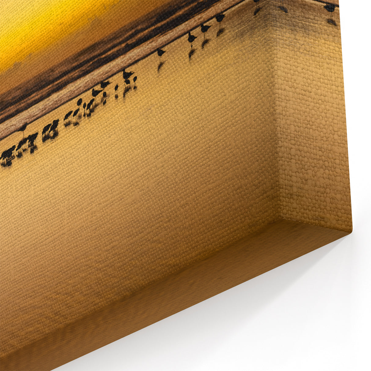 Golden Sunrise with Birds - Serene Coastal Daytona Beach Art on Canvas