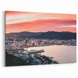 Wellington Harbor Sunset Art – Vibrant Cityscape Canvas Print of New Zealand