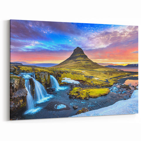 Iceland Waterfall Art - Kirkjufell Mountain Canvas