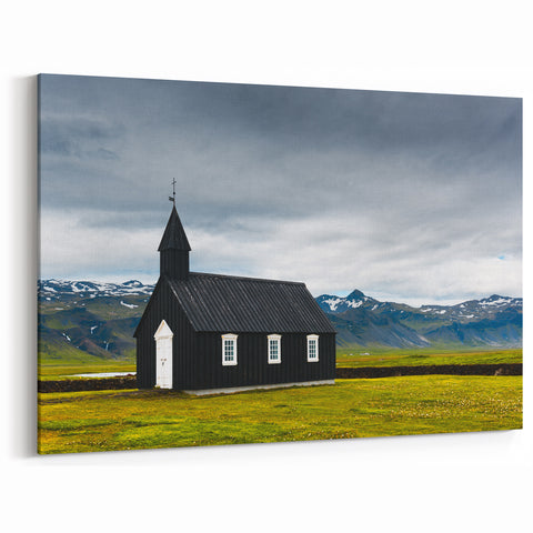 Nordic Wall Art - Black Church of Budir Iceland Canvas