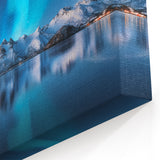 Glacial Art Prints - Northern Lights Over Snowy Mountains Canvas
