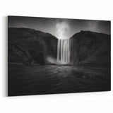 Iceland Waterfall Art - Black and White Skógafoss Canvas Print