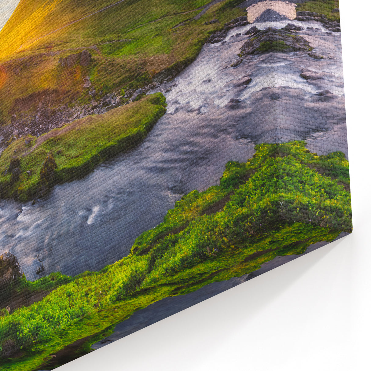 Iceland Landscape Art - Kirkjufell Mountain and Waterfall at Sunset Canvas
