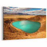 Iceland Landscape Art - Viti Crater and Turquoise Lake Canvas Print