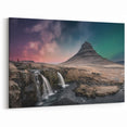 Iceland Waterfall Art - Northern Lights over Kirkjufell Landscape Print