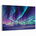 Iceland Landscape Art - Northern Lights over Snowy Mountains Canvas Print