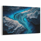Iceland Photography - Aerial Glacial River Art in Blue and White