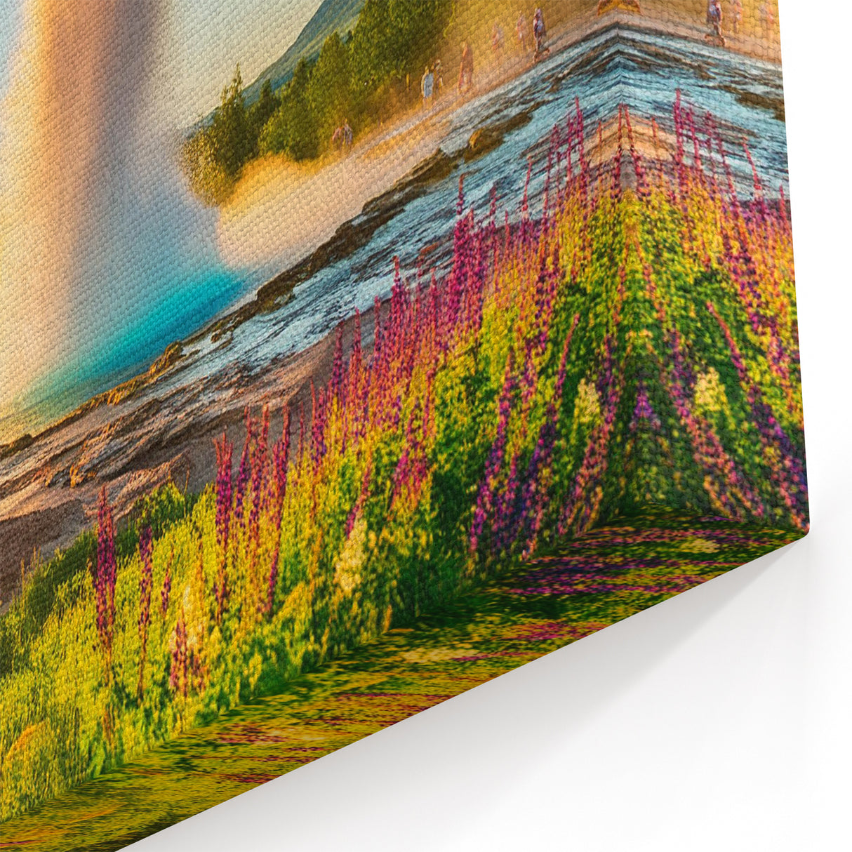 Iceland Scenery Art - Geysir Eruption at Sunset Iceland Canvas Print