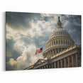 Capitol Building Wall Art - Iconic US Landmark with Flag and Dramatic Sky