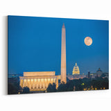 Lincoln Memorial and Washington Monument Wall Art - Moonlit Night
