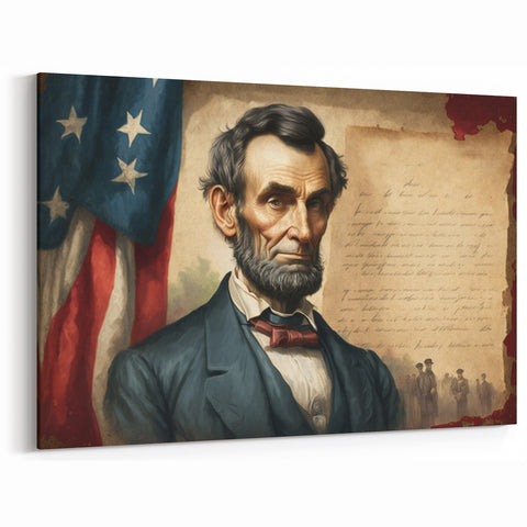 Abraham Lincoln Wall Art - Patriotic Portrait with American Flag
