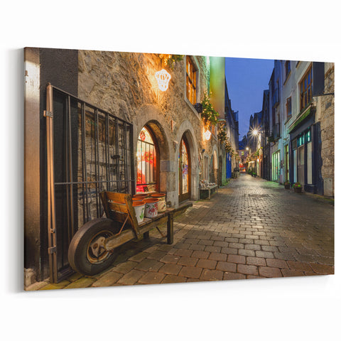 Ireland Wall Art - Charming Cobblestone Street in Evening Light