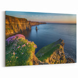 Scenic Ireland Prints - Cliffs of Moher at Sunset with Wildflowers