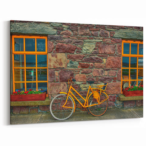 Ireland Wall Art - Vibrant Bicycle Against Stone Cottage Wall