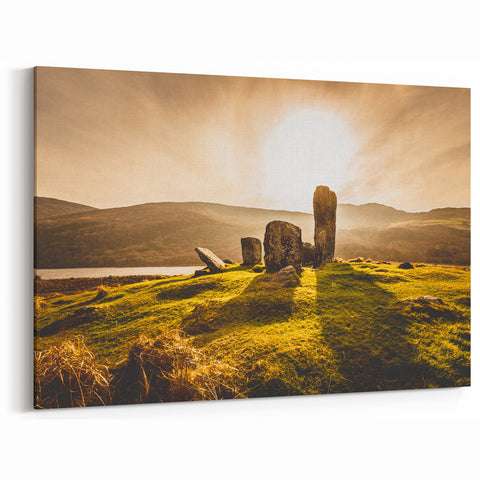 Irish Landscape Art - Ancient Standing Stones at Sunset Print