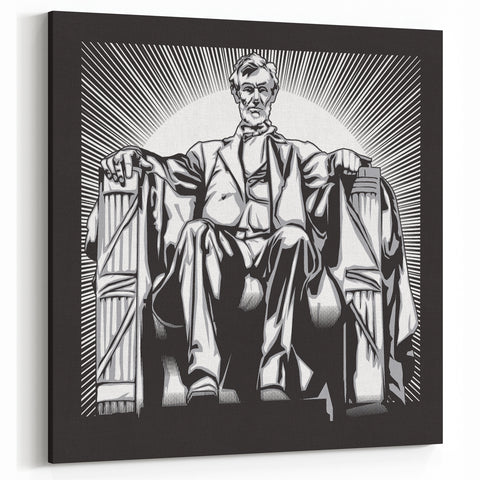 Artistic Abraham Lincoln Statue Wall Art - Bold Black & White Illustration