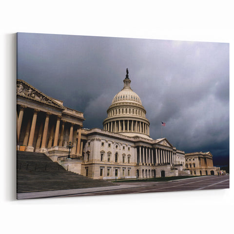 US Capitol Building Wall Art - Dramatic Washington DC Landmark Canvas Print