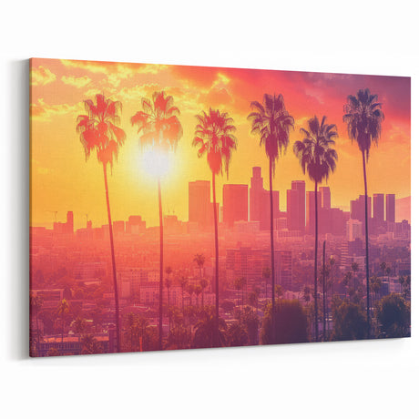 Iconic Los Angeles Palm Trees Wall Art - California Sunset Skyline