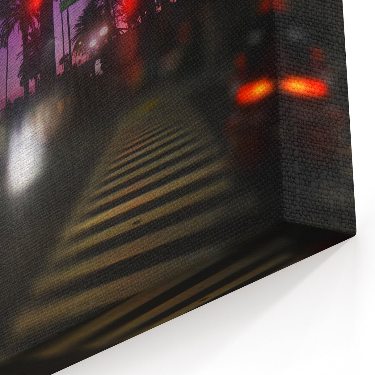 Beverly Hills Night Art - Santa Monica Boulevard with Bokeh Lights