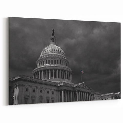 Historic Washington DC Art - Capitol Building Under Stormy Sky Wall Print