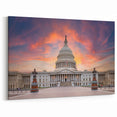 Capitol Building Canvas Art - Sunset Glow Washington DC Landmark Print