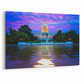 Washington DC Landmark Print - Capitol Building Twilight Reflection Art