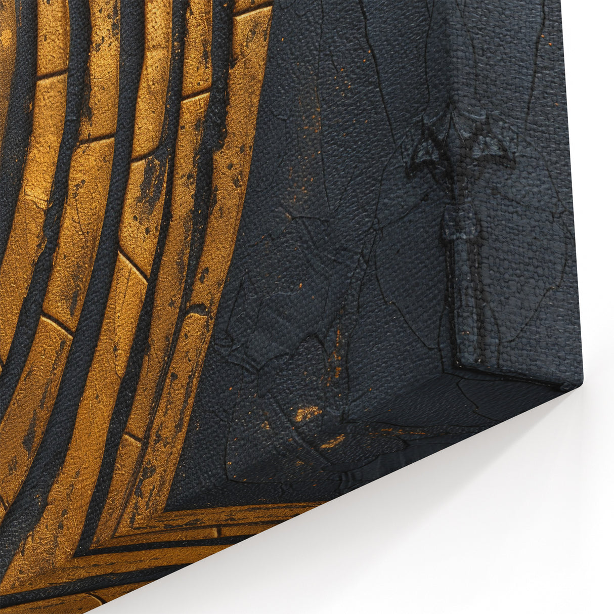 Geometric Spiral Strokes in Gold and Black – Abstract Line Canvas Art