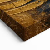 Geometric Spiral Strokes in Gold and Black – Abstract Line Canvas Art