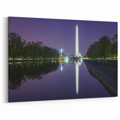 Washington Monument Wall Art - Reflecting Pool Night View Canvas Print