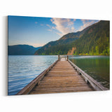 Olympic National Park Wall Art - Serene Lake and Pier Canvas Print