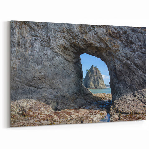 Olympic National Park Framed Art - Coastal Rock Arch with Sea Stack View