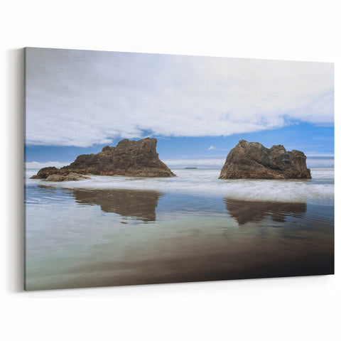 Washington National Park Art - Serene Beach Reflections with Coastal Rocks