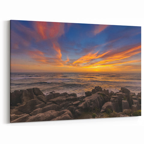 West Coast Sunset Art - New Zealand Coastal Landscape Canvas Print