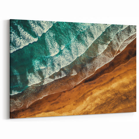 New Zealand Aerial Beach Art - Ocean Waves and Sand Coastal Canvas Print