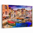 Provence Wall Art - French Country Scene with Colorful Boats and Buildings