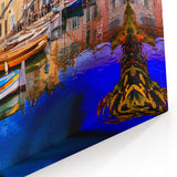 Provence Wall Art - French Country Scene with Colorful Boats and Buildings