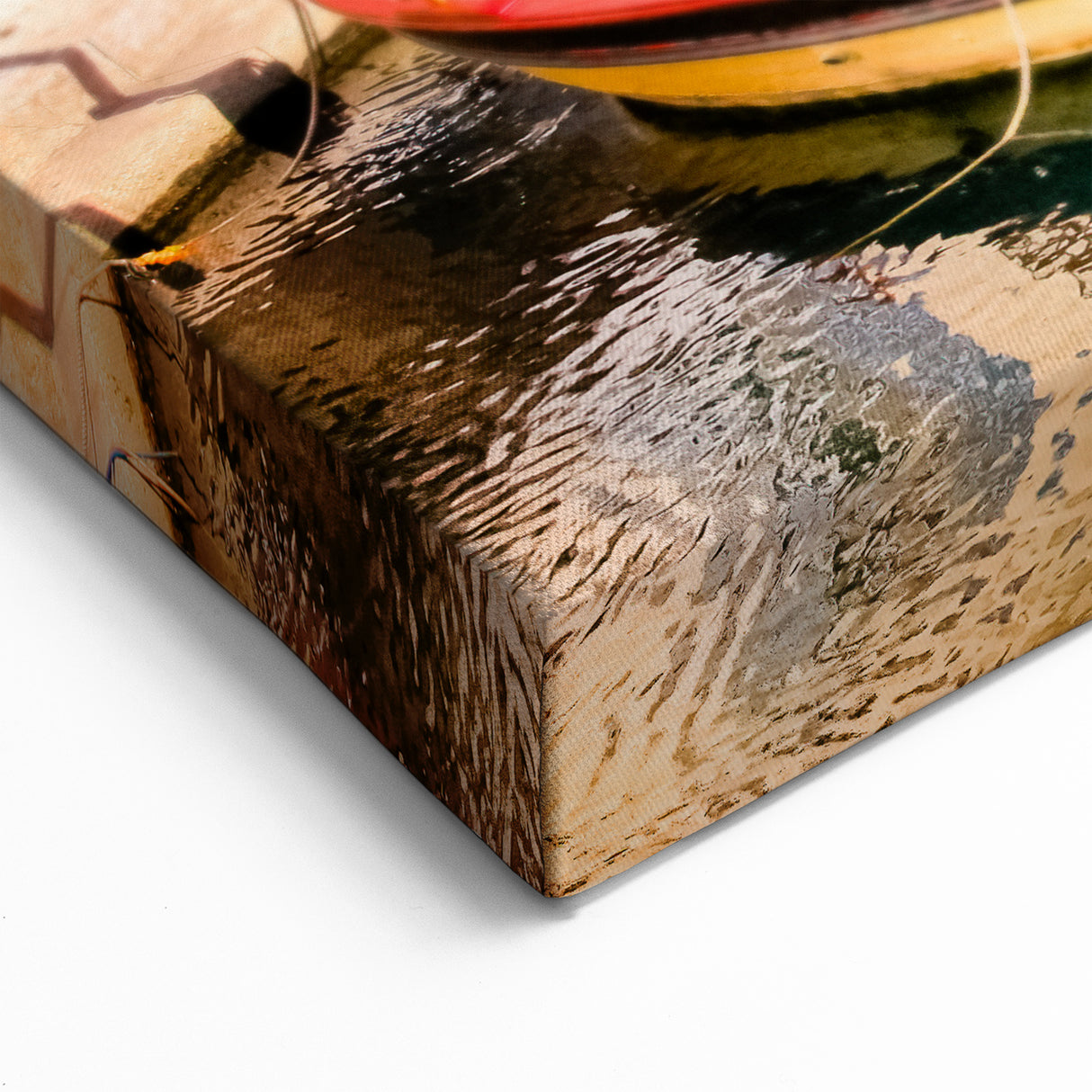 Provence Wall Art - French Country Scene with Colorful Boats and Buildings