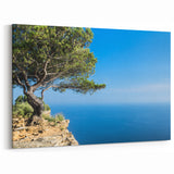 French Country Wall Art - Serene Coastal Tree and Ocean Landscape Print