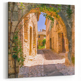 French Scenery Canvas - Charming Stone Village Street in Provence