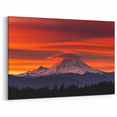 Mount Rainier Wall Art - Fiery Sunset Canvas Framed and Rolled Prints