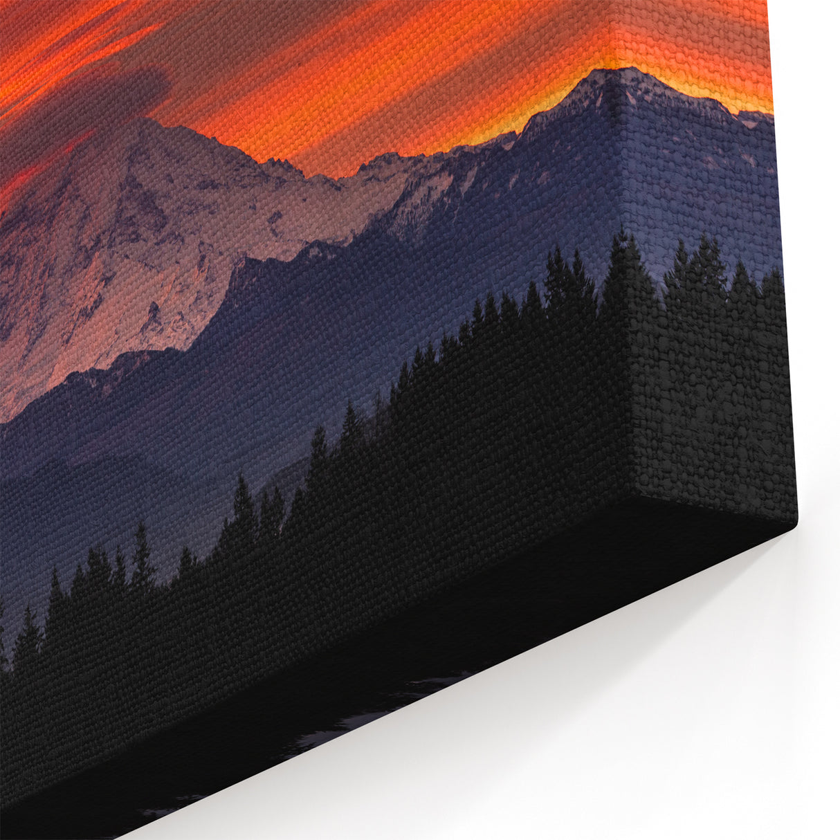 Mount Rainier Wall Art - Fiery Sunset Canvas Framed and Rolled Prints