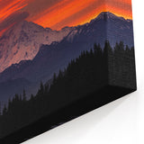 Mount Rainier Wall Art - Fiery Sunset Canvas Framed and Rolled Prints
