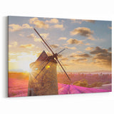 Lavender Field Artwork - Sunset Over Windmill in Provence Landscape