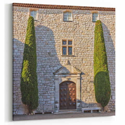 French Country Wall Art – Rustic Stone Building in Provence Countryside