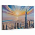 Dubai Skyline Canvas - Vibrant Sunrise Over Burj Khalifa Modern Art Print
