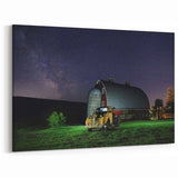 Palouse Region Art – Night Sky Over Rustic Barn and Vintage Truck